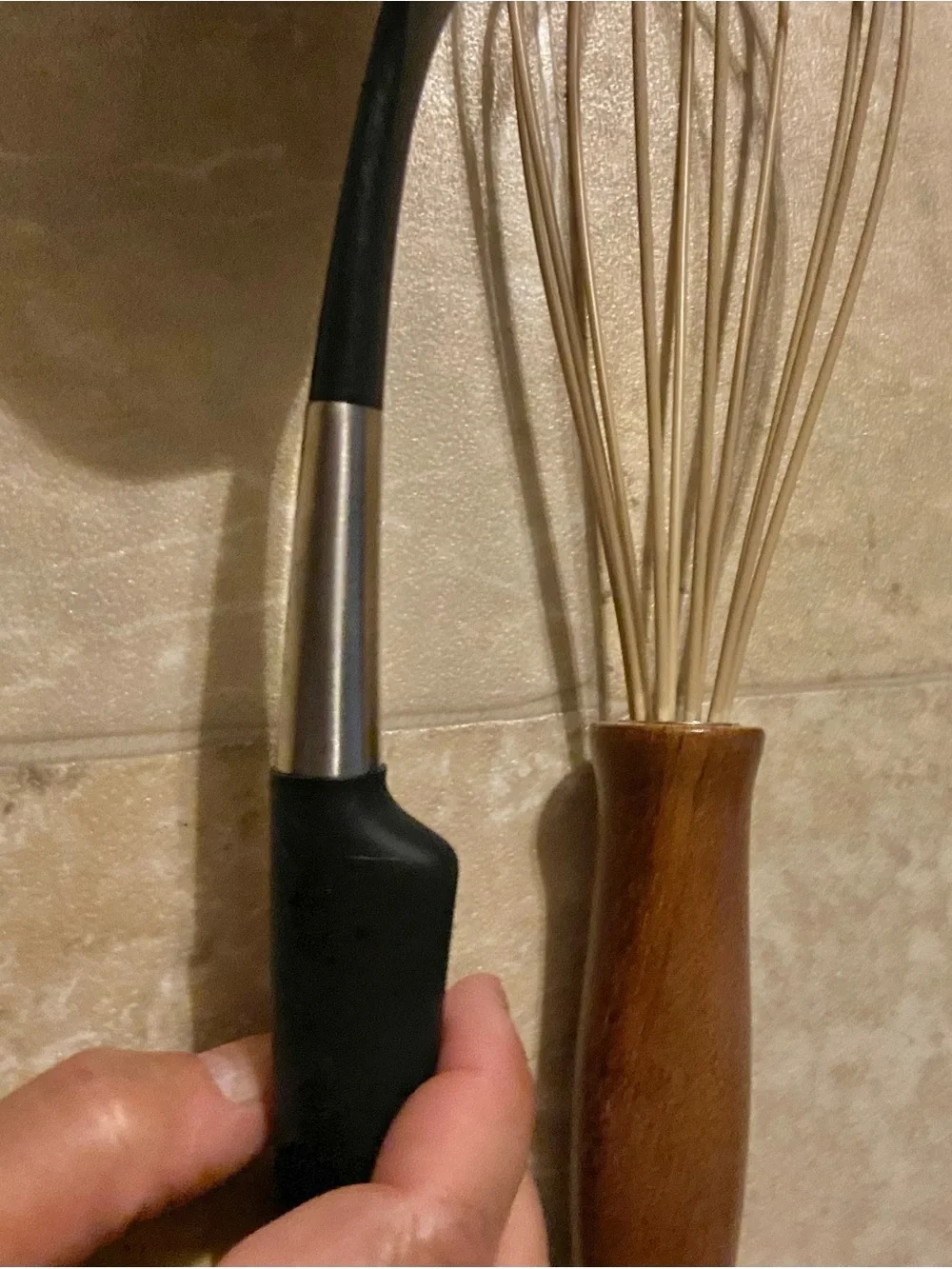 2 NWOT - Ikea spatula & Rubber coveted wisk with Teak handle - Never used